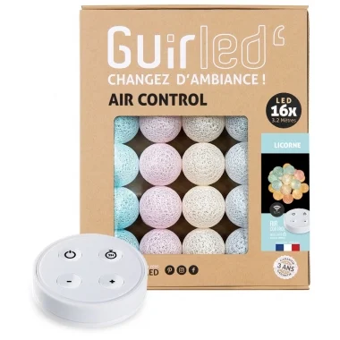 Guirled – Lichterkette Air Control –  Fernbedienbares Einhorn Lichterkette mit LED-Baumwollkugeln, USB-Anschluss