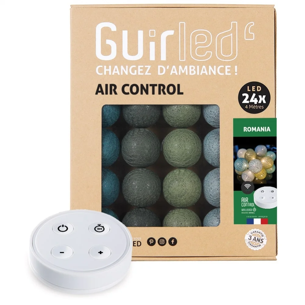 Guirled - Guirlande Air Control -  Romania Télécommandée Guirlande lumineuse boules coton LED USB