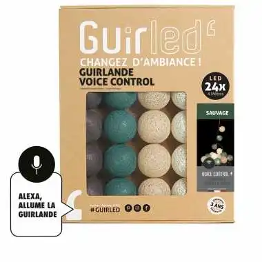 Guirled - Guirlande Voice Control -  Sauvage Commande Vocale Guirlande lumineuse boules coton Google & Alexa