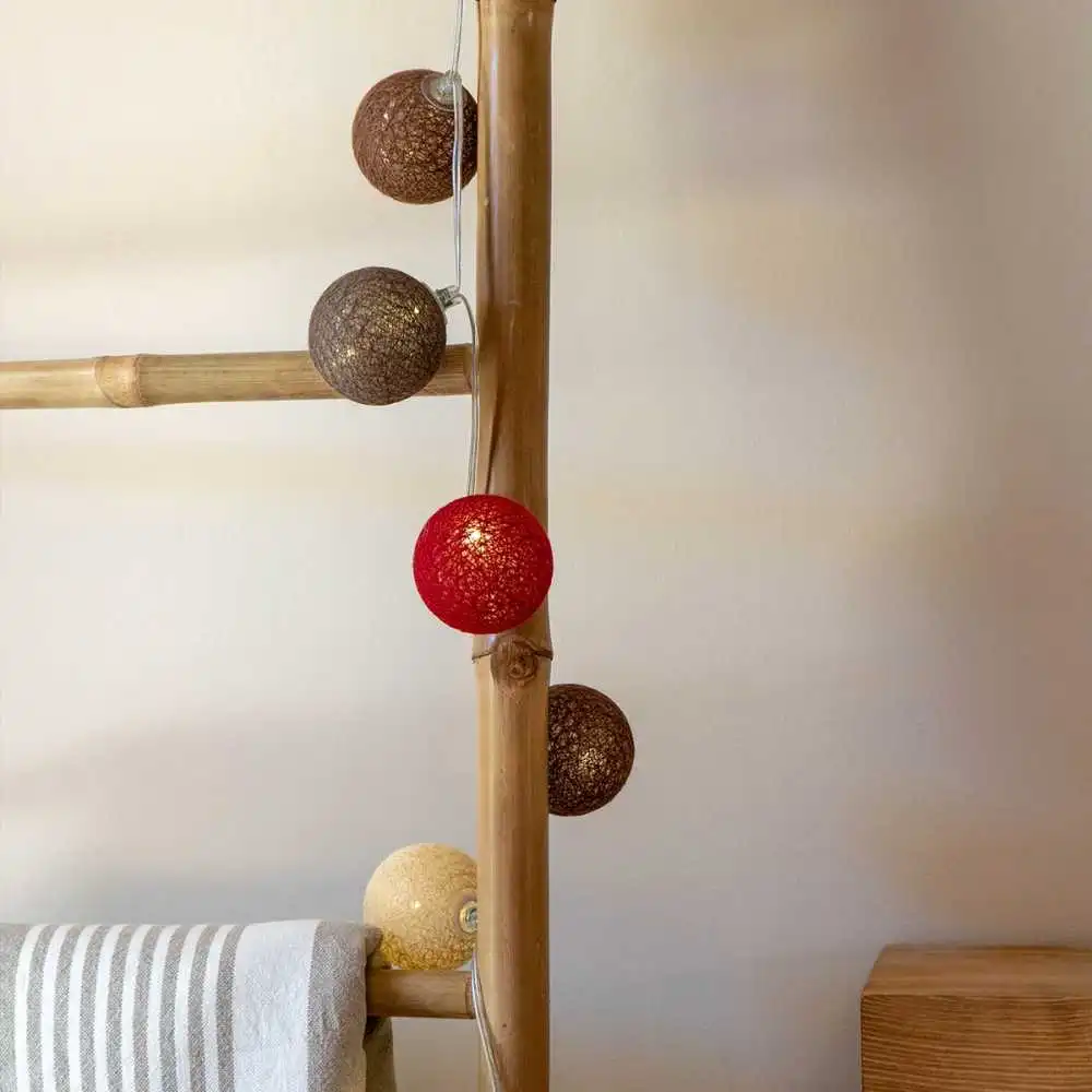 Guirled - Klassische Lichterkette - Mahagoni Klassische Lichterkette Baumwollkugeln LED USB