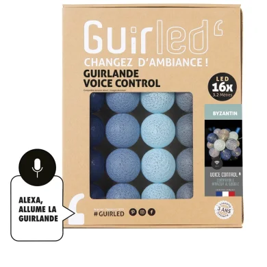 Guirled - Girlanda Voice Control - Bizantyjska – girlanda świetlna z kulkami bawełnianymi ze sterowaniem głosowym Google & Alexa