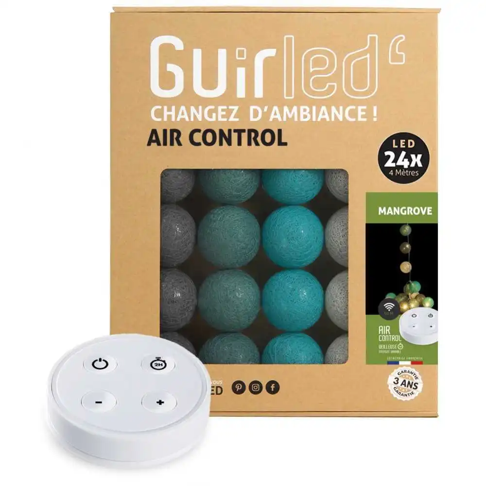 Guirled – Lichterkette Air Control –  Mangrove Ferngesteuerte Lichterkette mit LED-Baumwollkugeln, USB-Anschluss