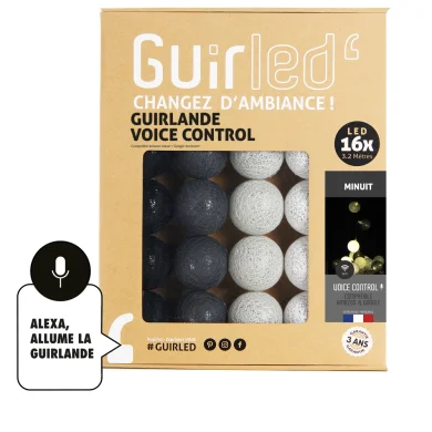 Guirled - Guirlande Voice Control -  Minuit Commande Vocale Guirlande lumineuse boules coton Google & Alexa