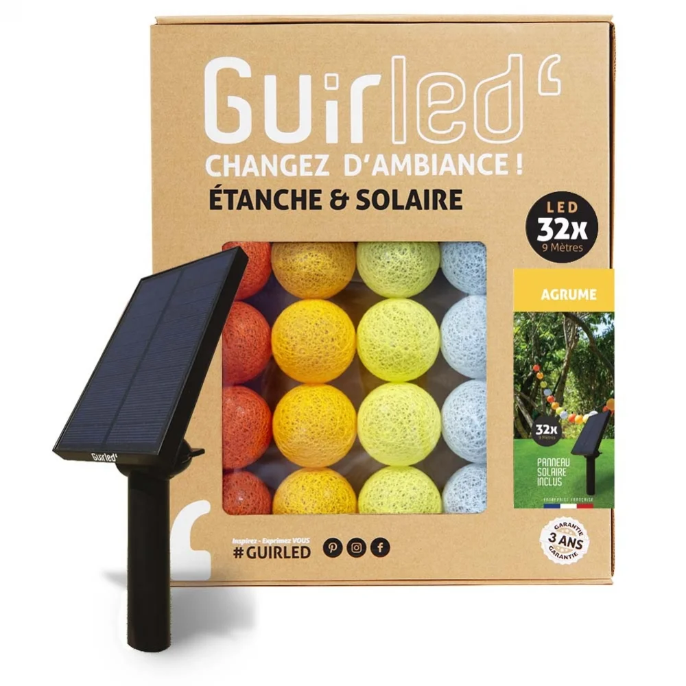 Guirled - Guirlande lumineuse Solaire -  Agrume Guirlande lumineuse extérieure étanche & solaire boules LED