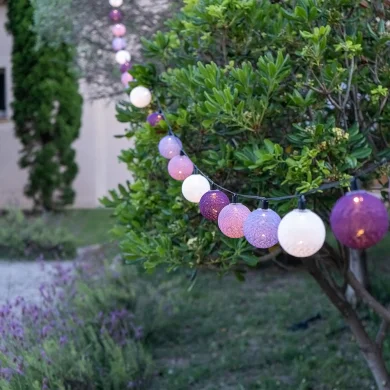 Guirled - Solar lichtslinger - Bosbes waterdichte solar lichtslinger met LED-balletjes voor buiten