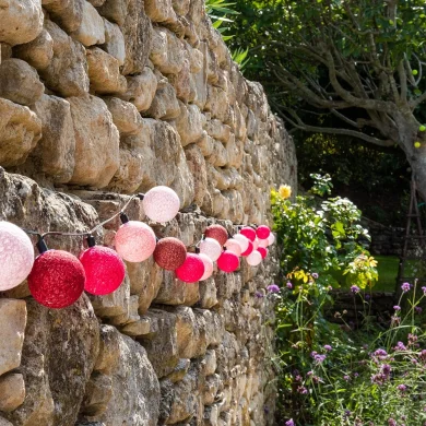 Guirled - Guirlande coton -  Cerise Guirlande lumineuse extérieure étanche & solaire boules LED