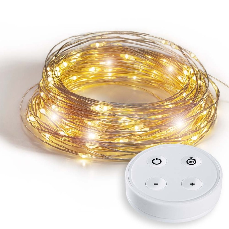 Lichterkette Mini LED mit Fernbedienung Filament Kupfer Silber