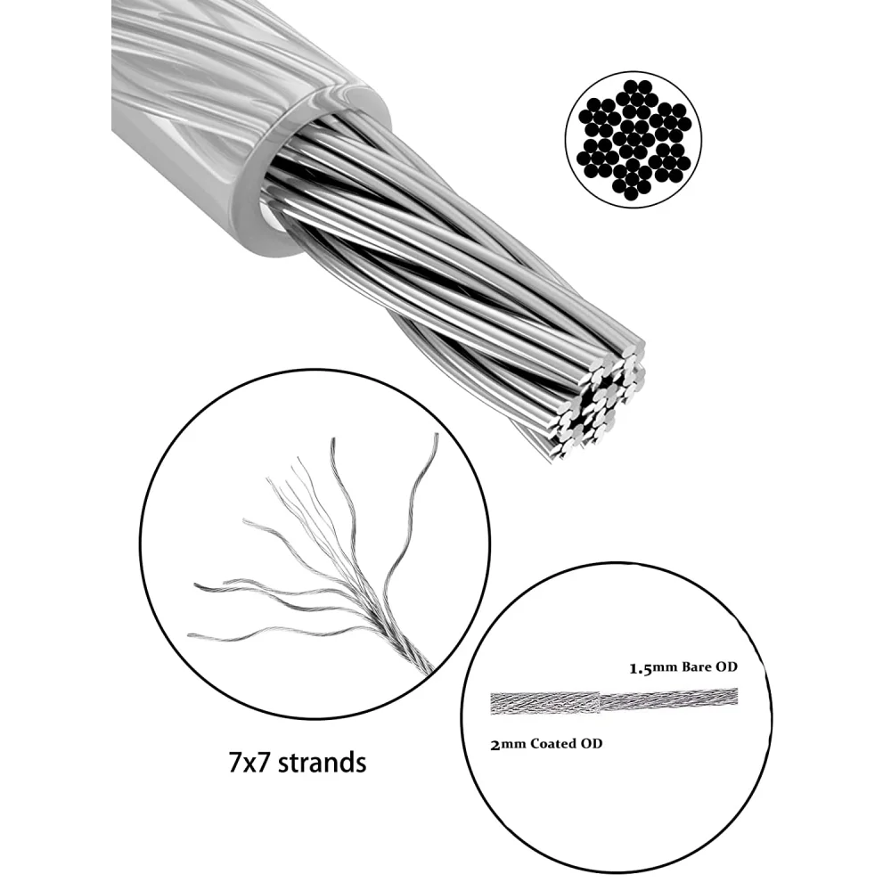 - Accessoires Guinguette -  Kit fixation Guinguette câble acier 15 mètres avec tendeur