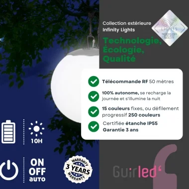 Guirled - Solar-Kugel - Solar-Kugel LED RGB [2023] Ferngesteuerte wasserdichte Lichtkugel