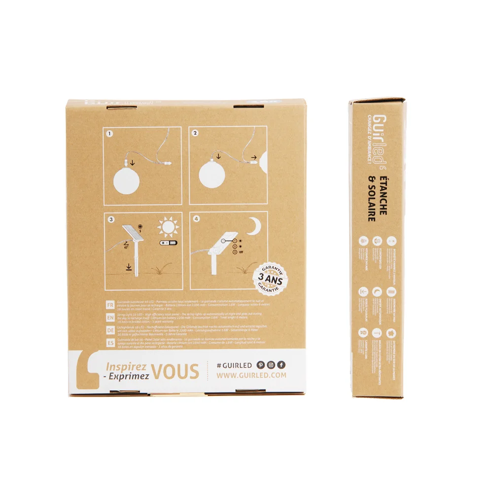 Guirled - Solar-Lichterkette - Heidelbeere Wasserdichte & solarbetriebene Outdoor-Lichterkette LED-Kugeln