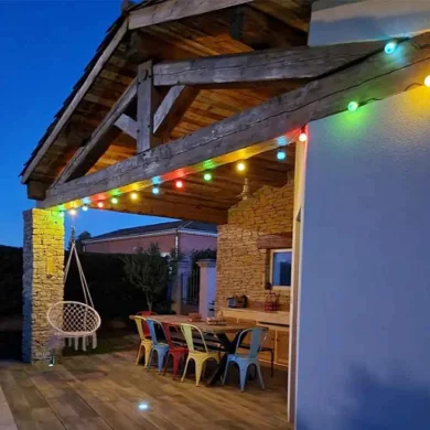 Pack guinguette solaire colors 16 LED + extension 16 LED