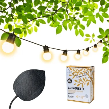 Guirled - Guirlande Guinguette Solaire -  Guinguette Solaire White Edition 16 LED Guirlande lumineuse Étanche Feuille photovo...