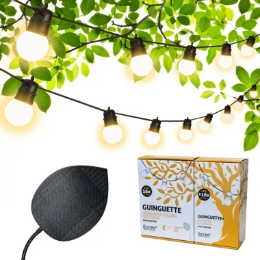 Guirled - Guirled -  Guinguette White Edition 32 LED Guirlande lumineuse Solaire & Étanche Feuille photovoltaïque XL