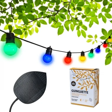 Guirled - Guirlande Guinguette Solaire -  Guinguette Solaire Colors Edition 16 LED Guirlande lumineuse Étanche Feuille photov...