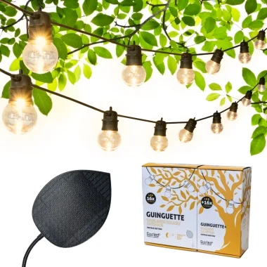 Guirled - Guirlande Guinguette Solaire -  Guinguette Solaire Vintage Edition 32 LED Guirlande lumineuse Étanche Feuille photo...