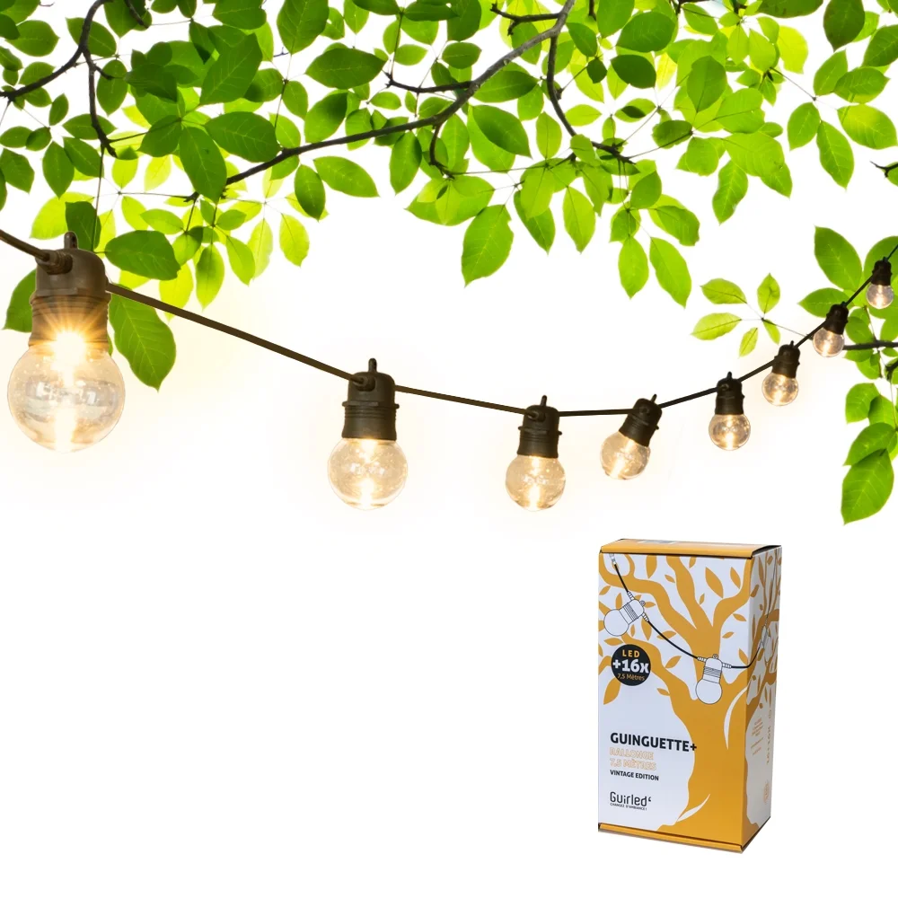 - Guirlande Guinguette Solaire -  Extension 16 LED Vintage Edition (panneau solaire vendu séparément) Guirlande lumineuse Gui...