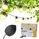 Guinguette Solaire 32 LED White Edition Pack 16 LED + Panneau Solaire + Extension 16 LED + Adaptateur Secteur