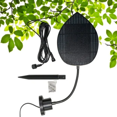 Panneau solaire XL pour Guinguette Feuille photovoltaïque Design unique Pied flexible + Rallonge 4 mètres + Piquet