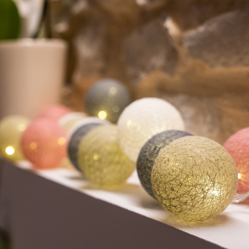 Eglantine Klassisch Innenraum Lichterkette Baumwollkugeln LED