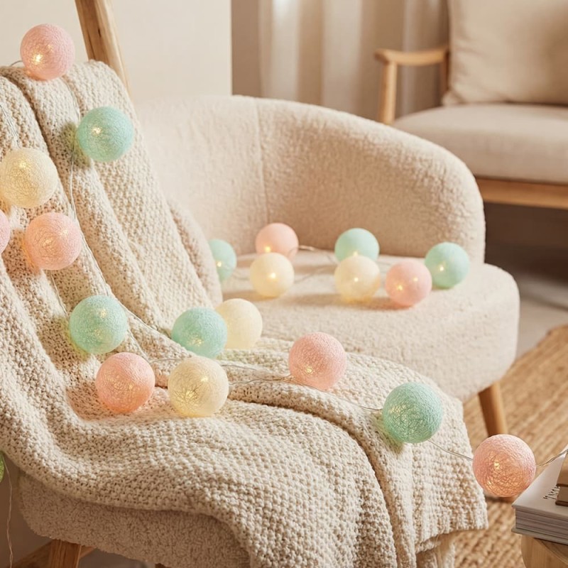 Klassische Einhorn Lichterkette Baumwollkugeln LED