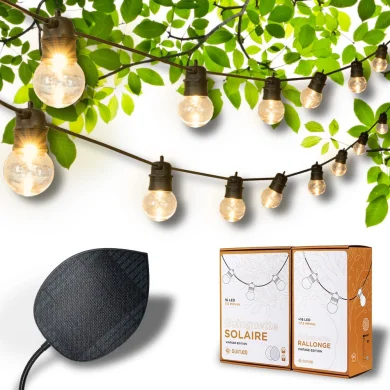 Set Guinguette solar Vintage 16 LED + uitbreiding 16 LED
