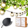 Guinguette Solaire 32 LED White Edition 15 mètres Pack 16 LED + Panneau Solaire + Extension 16 LED