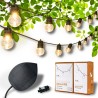 Guinguette Solare 32 LED Edizione Vintage Pacco 16 LED + Pannello Solare + Estensione 16 LED + Adattatore di Rete