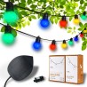 Guinguette Solaire 32 LED Colors Edition Pack 16 LED + Panneau Solaire + Extension 16 LED + Adaptateur secteur