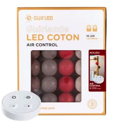 Braun-beige Lichterkette Mahagoni mit Fernbedienung – Baumwollkugeln