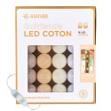 Katoen Klassiek – LED-lichtslinger met katoenen balletjes voor binnen