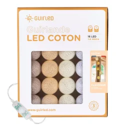 Guirlande boule lumineuse blanc et beige - Coton Classique