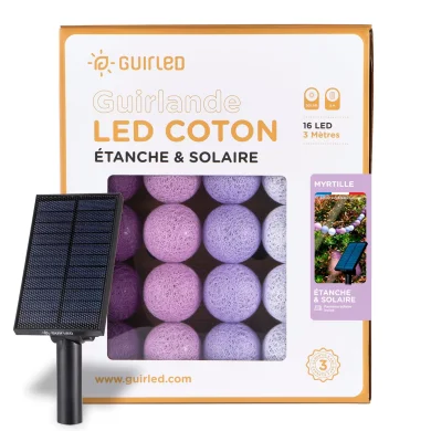Paarse solar lichtslinger met balletjes - Bosbes - Guirled