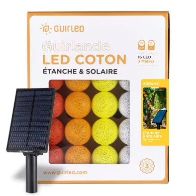 Guirlande boule lumineuse solaire orange et jaune - Agrume