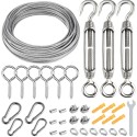 Kit fixation Guinguette câble acier 15 mètres avec tendeur