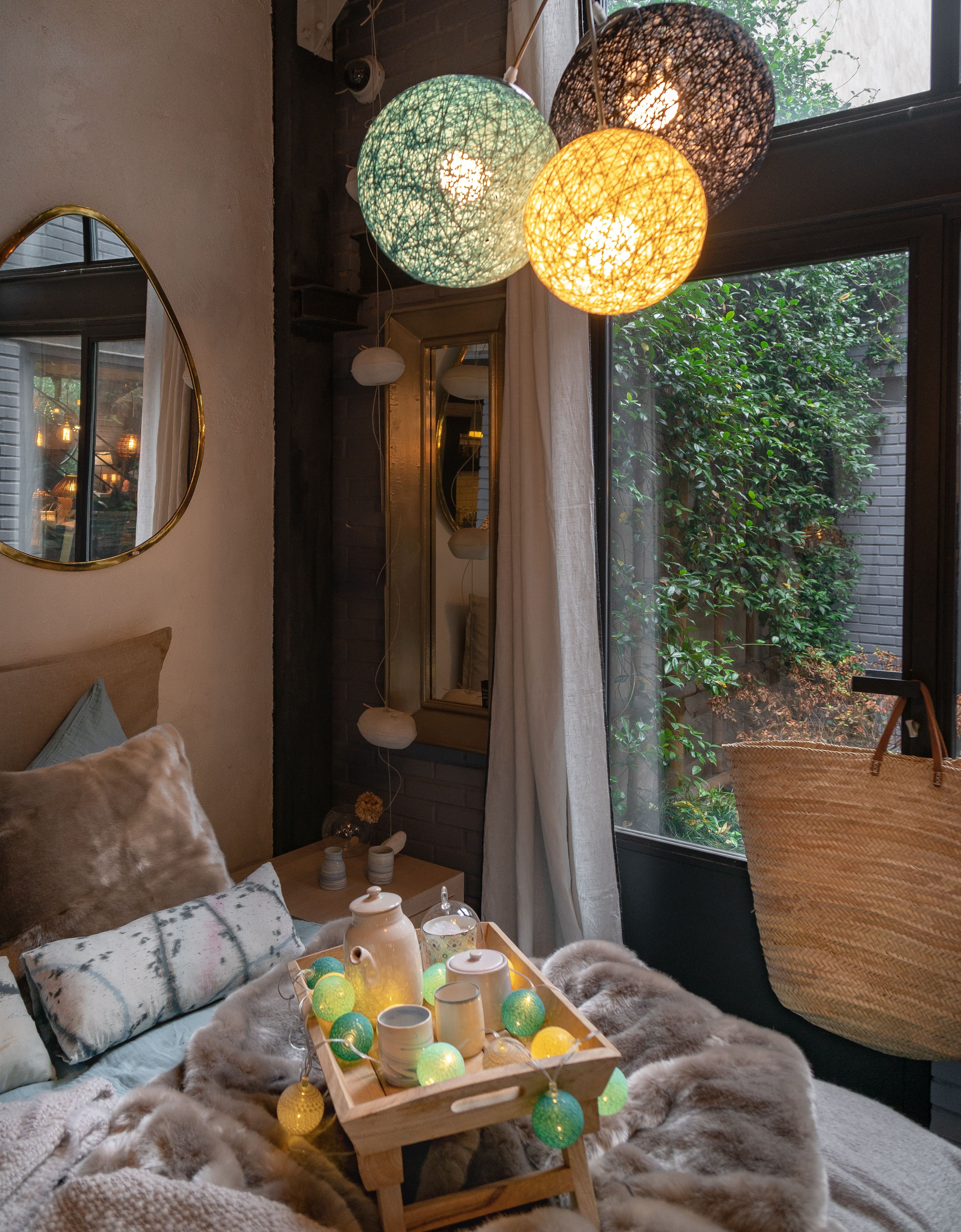 luminaire boule suspension guirled noel