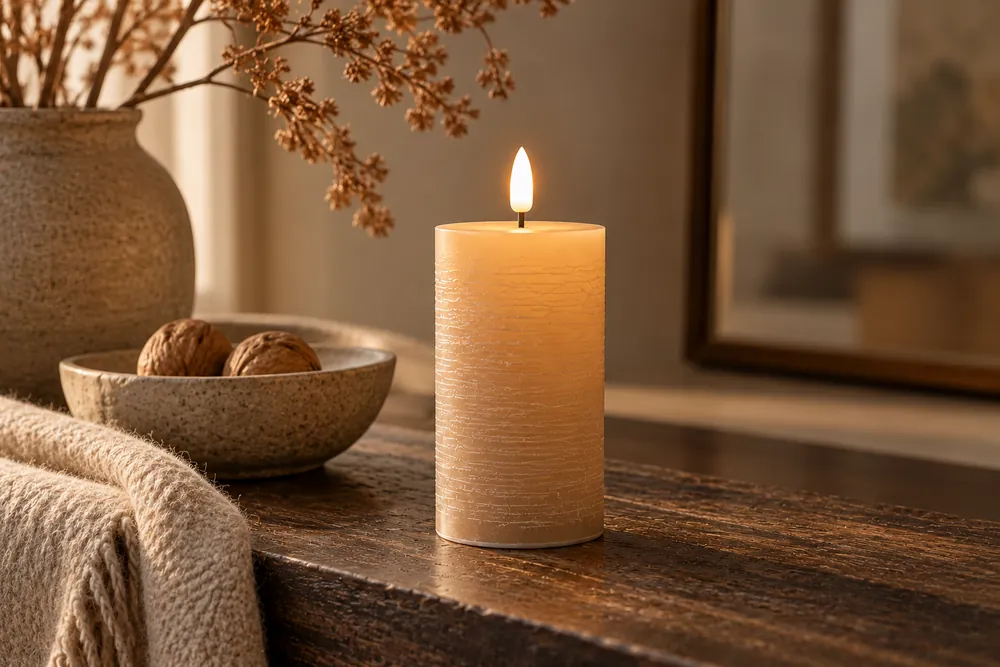 Bougie LED en cire véritable, teinte Caramel