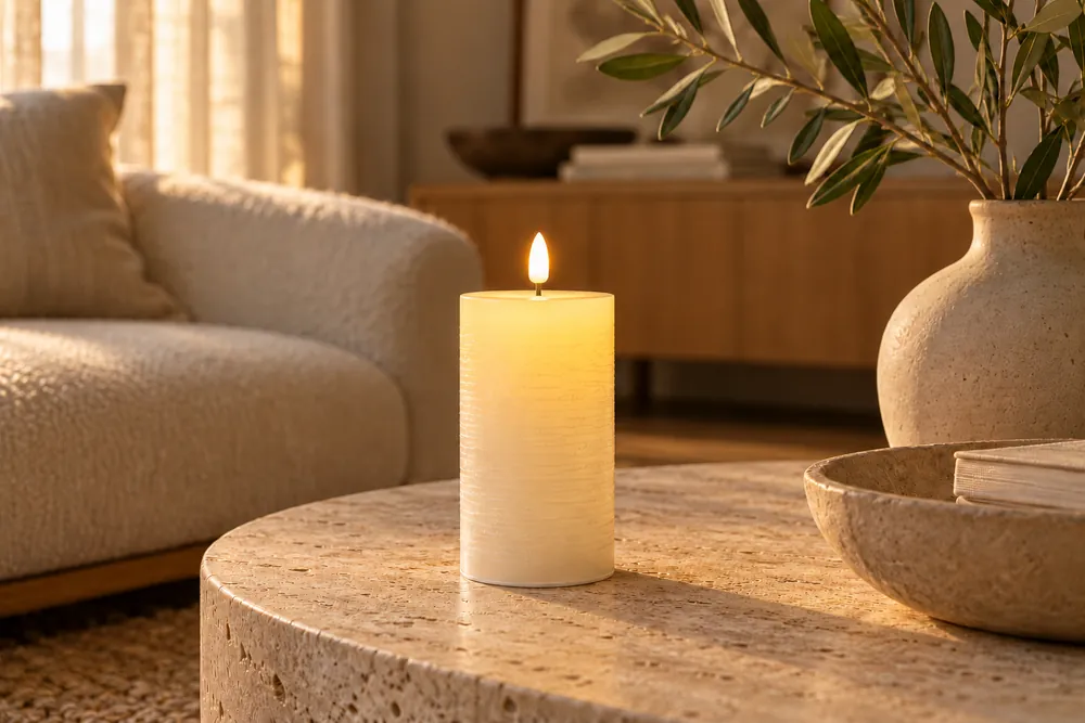 Bougie LED en cire véritable, teinte Crème