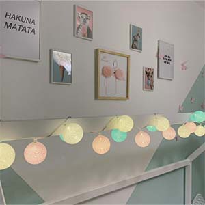 guirlande lumineuse boule coton or guirled