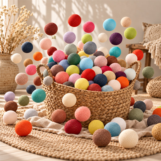 coloris boules coton
