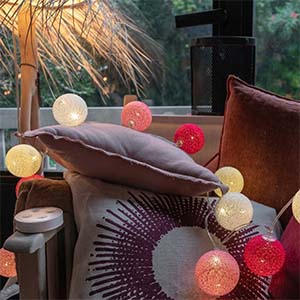 guirlande lumineuse boule coton or guirled